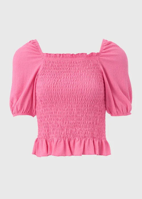 Pink Shirred Square Neck Top - Size 8 Image 5