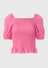 Pink Shirred Square Neck Top - Size 8 Image 5
