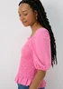 Pink Shirred Square Neck Top - Size 8 Image 3