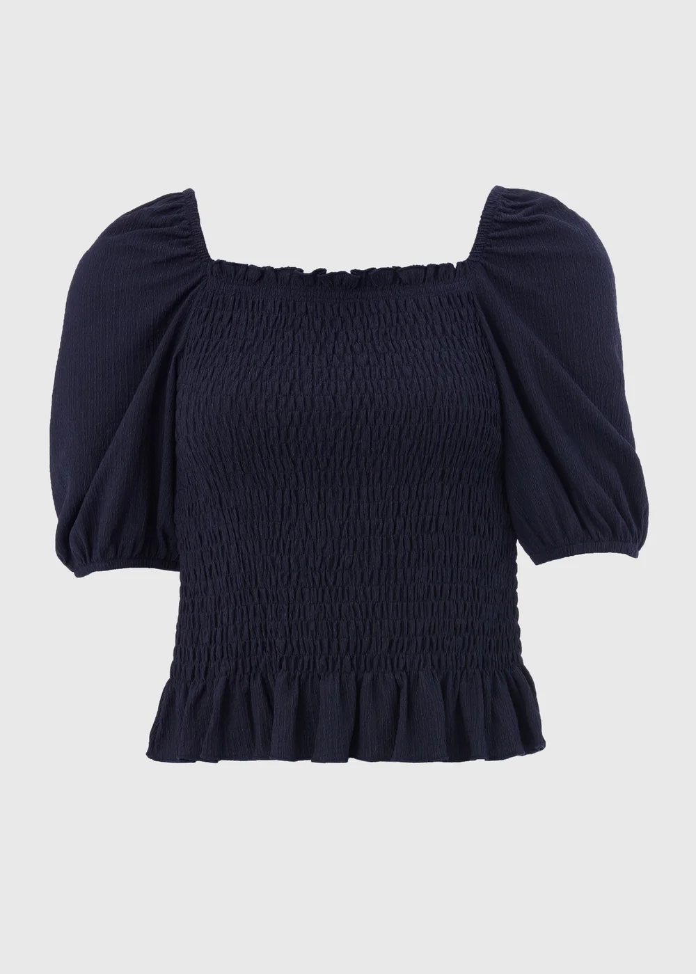 Navy Shirred Square Neck Top - 8 Image 5