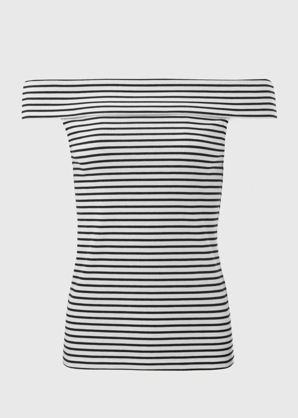 Black Mono Stripe Ribbed Bardot Top - 8 Image 5