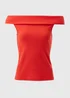 Red Ribbed Bardot Top - Size 8 Image 5