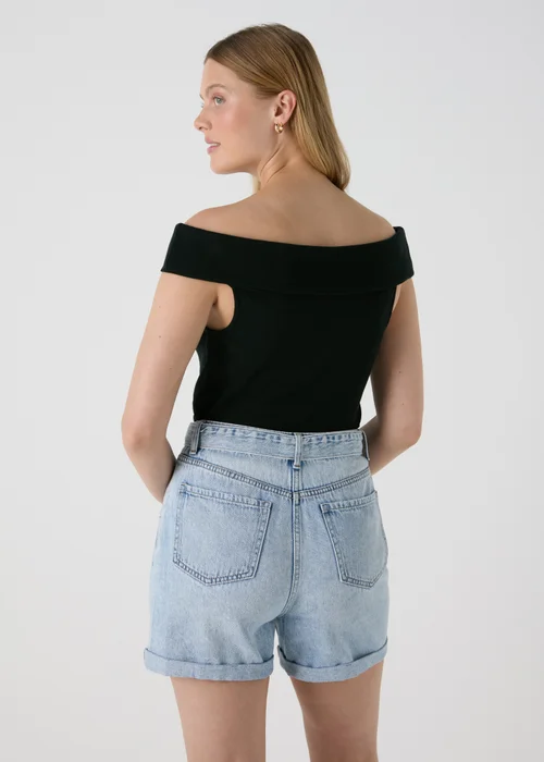 Black Ribbed Bardot Top - 8 Image 2