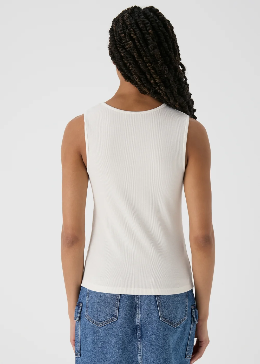 Cream Front Twist Ribbed Vest - 8 Image 2