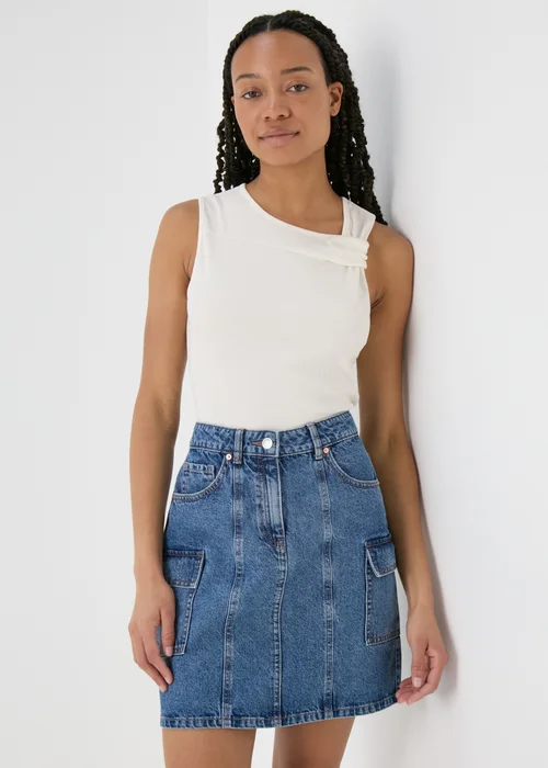 Cream Front Twist Ribbed Vest - 8 Image 1
