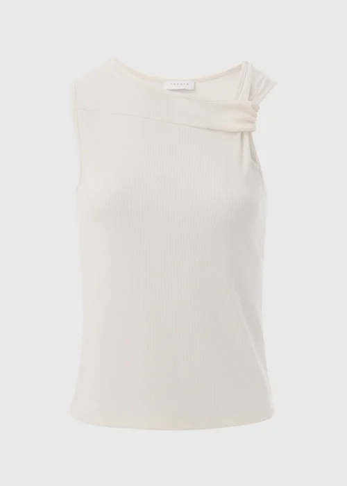 Cream Front Twist Ribbed Vest - 8 Image 5
