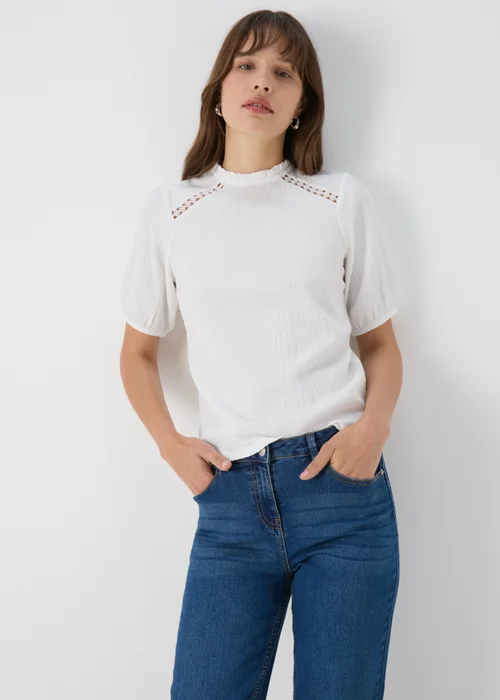 White Lace Insert Blouse Top - 8 Image 1
