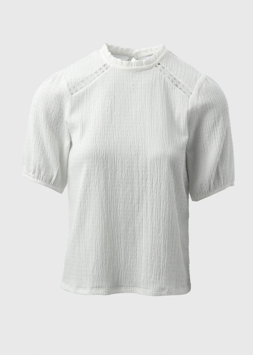 White Lace Insert Blouse Top - 8 Image 5