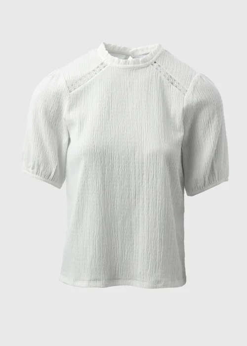 White Lace Insert Blouse Top - 8 Image 5