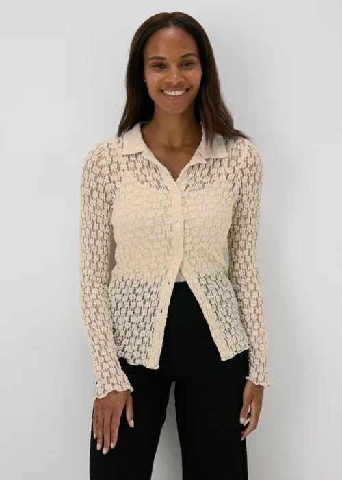Cream Lace Knit Shirt - Size 8 Image 1