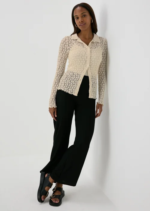Cream Lace Knit Shirt - Size 8 Image 4