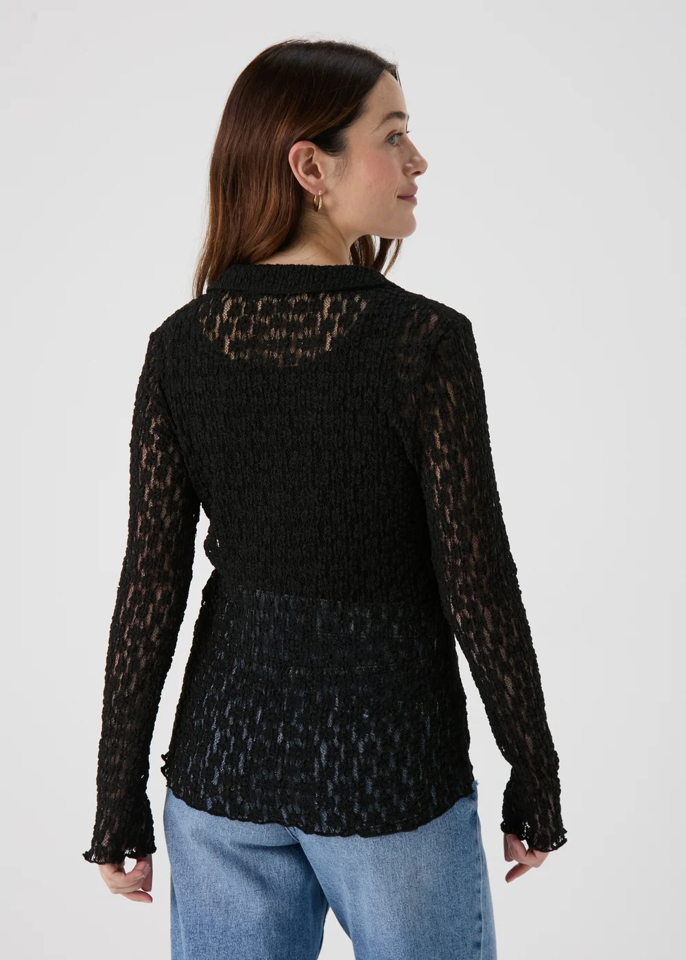 Black Open Knit Shirt - Size 8 Image 2