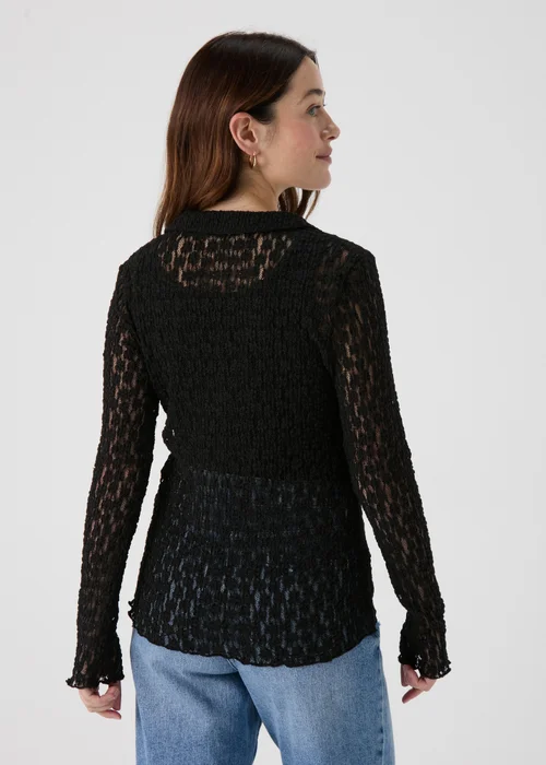 Black Open Knit Shirt - Size 8 Image 2