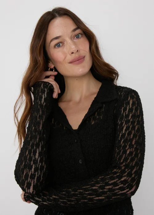Black Open Knit Shirt - Size 8 Image 3