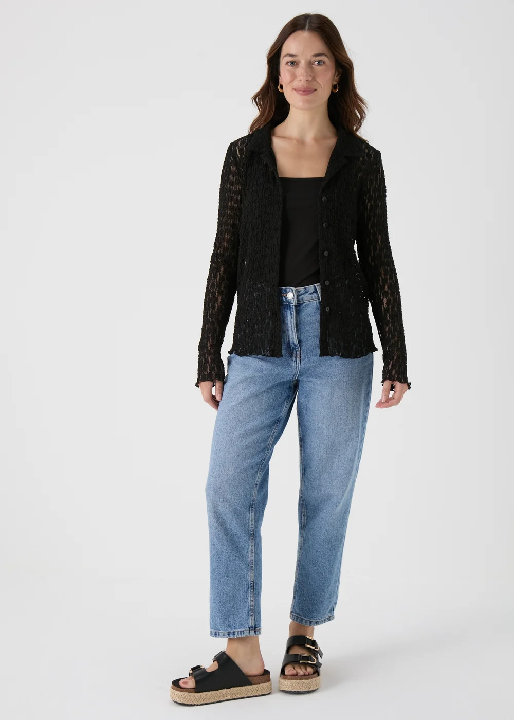 Black Open Knit Shirt - Size 8 Image 4