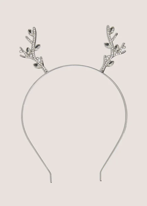 Silver Reindeer Headband - One Size Image 1