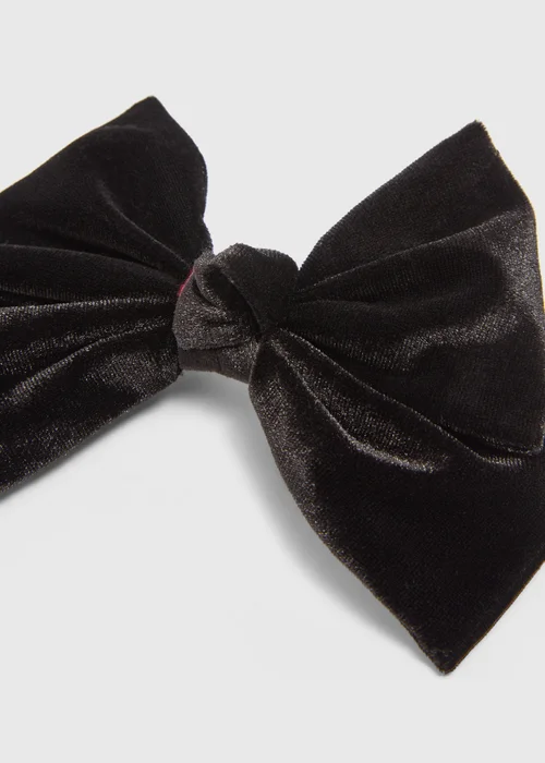 Black Velour Bow Clip - One Size Image 2