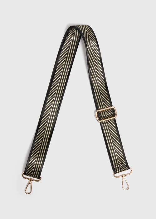 Black Chevron Bag Strap - One Size Image 1
