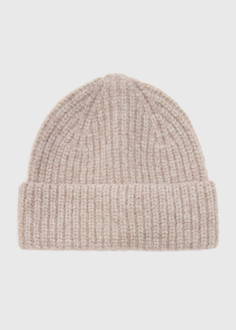 Oatmeal Ribbed Beanie - One Size Image 1