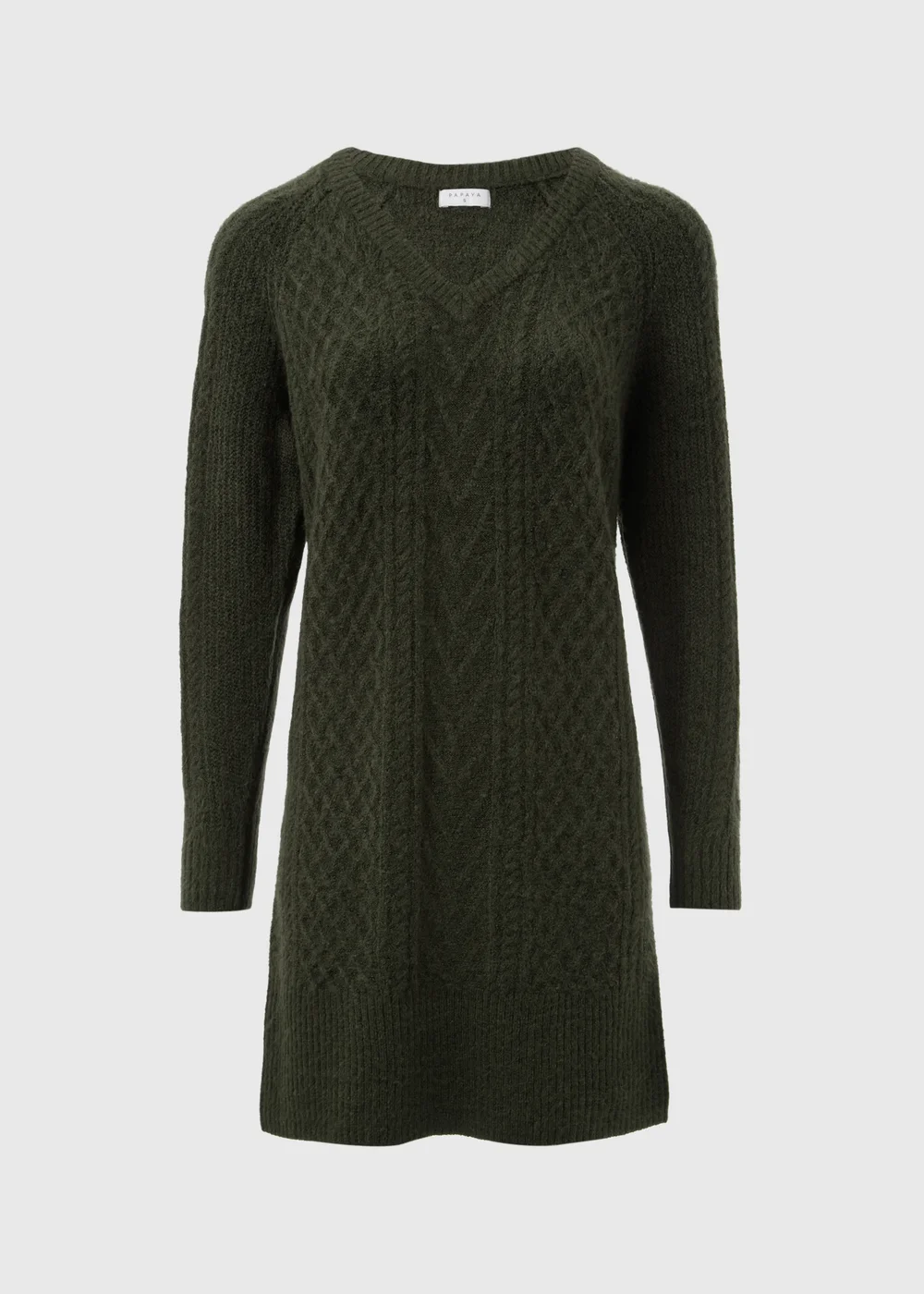 Green Cable Knit V-Neck Mini Dress - XS Image 4