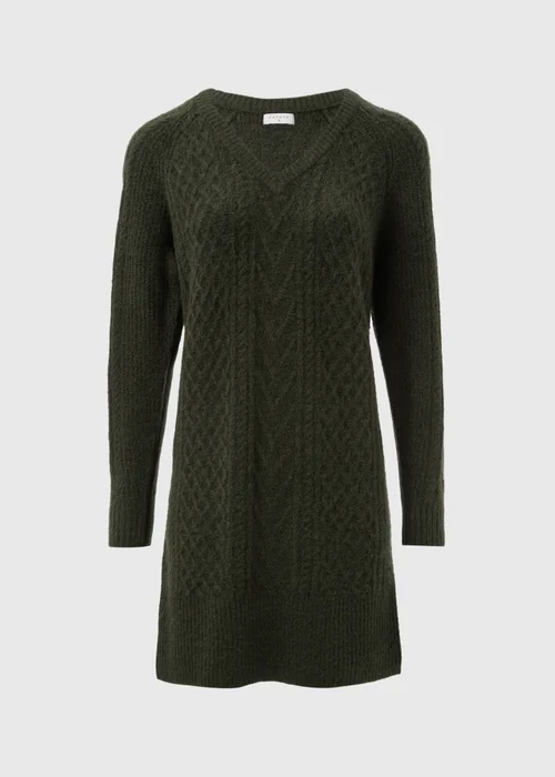 Green Cable Knit V-Neck Mini Dress - XS Image 4