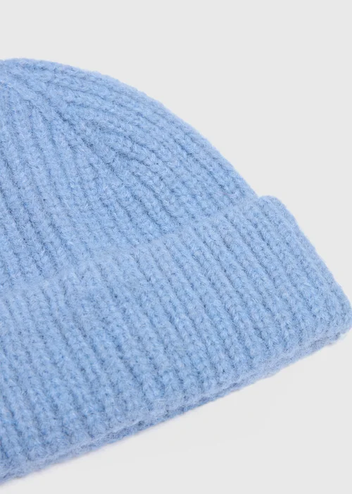 Blue Ribbed Beanie - One Size Image 2