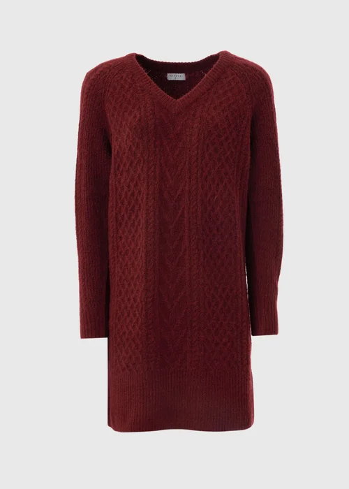 Burgundy Knitted Cable Dress - XS Image 4