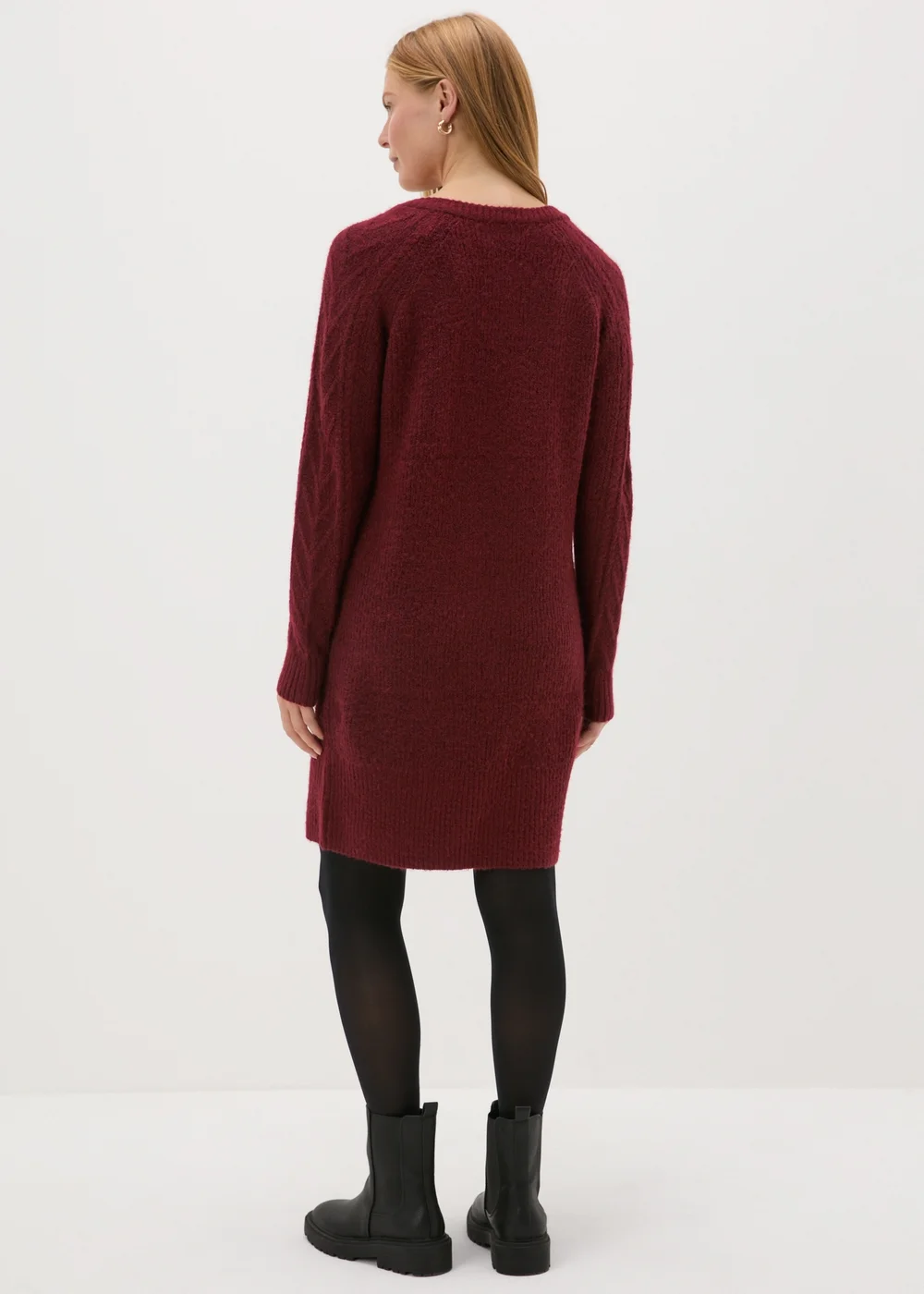 Burgundy Knitted Cable Dress - XS Image 2