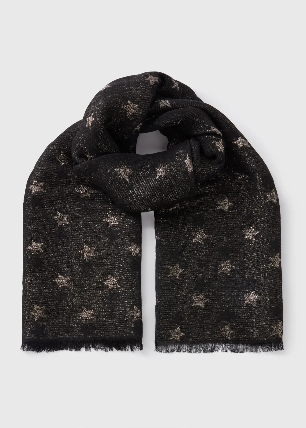 Black Star Woven Scarf - One Size Image 1