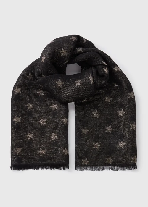 Black Star Woven Scarf - One Size Image 1