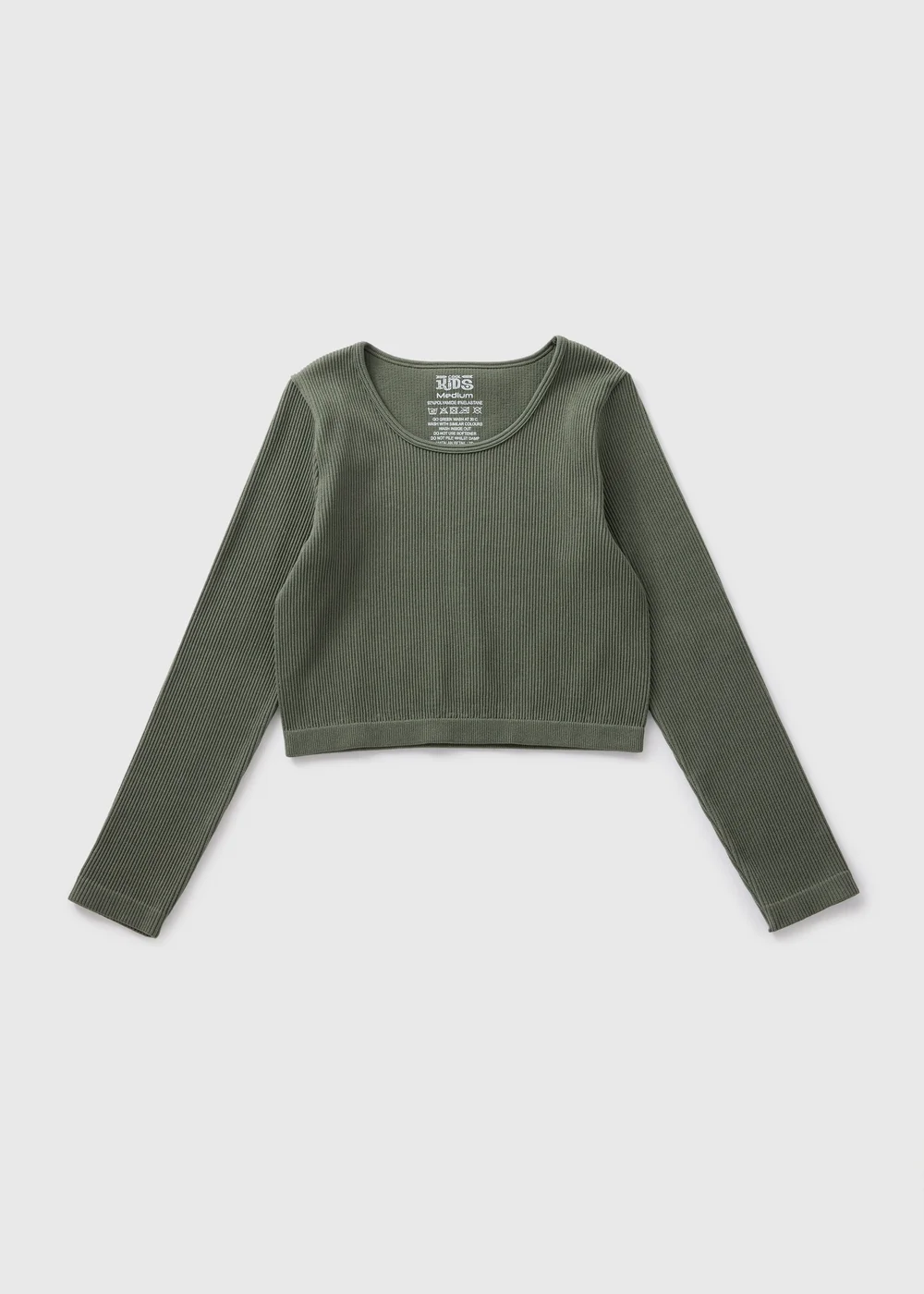 Girls Khaki Long Sleeve Seamless Top (7-15yrs) - S Image 1