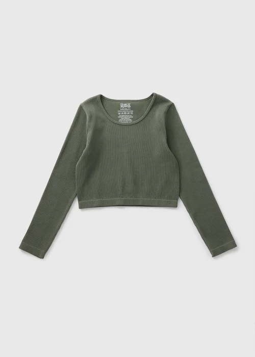 Girls Khaki Long Sleeve Seamless Top (7-15yrs) - S Image 1