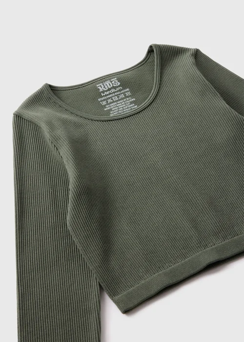 Girls Khaki Long Sleeve Seamless Top (7-15yrs) - S Image 2