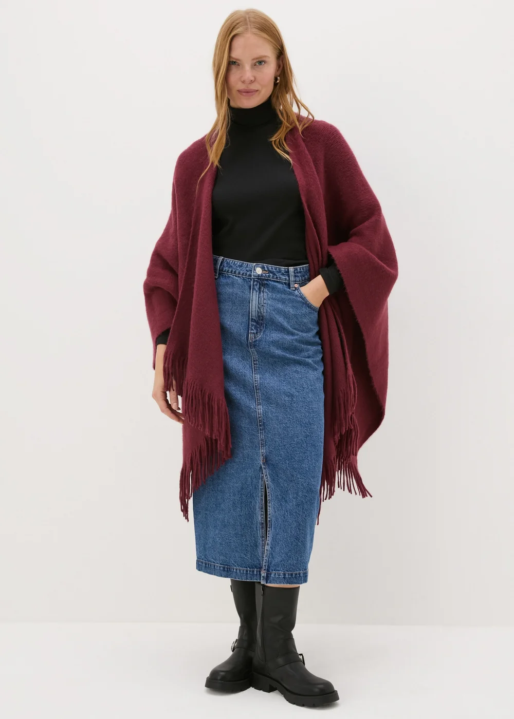Burgundy Shawl - One Size Image 2