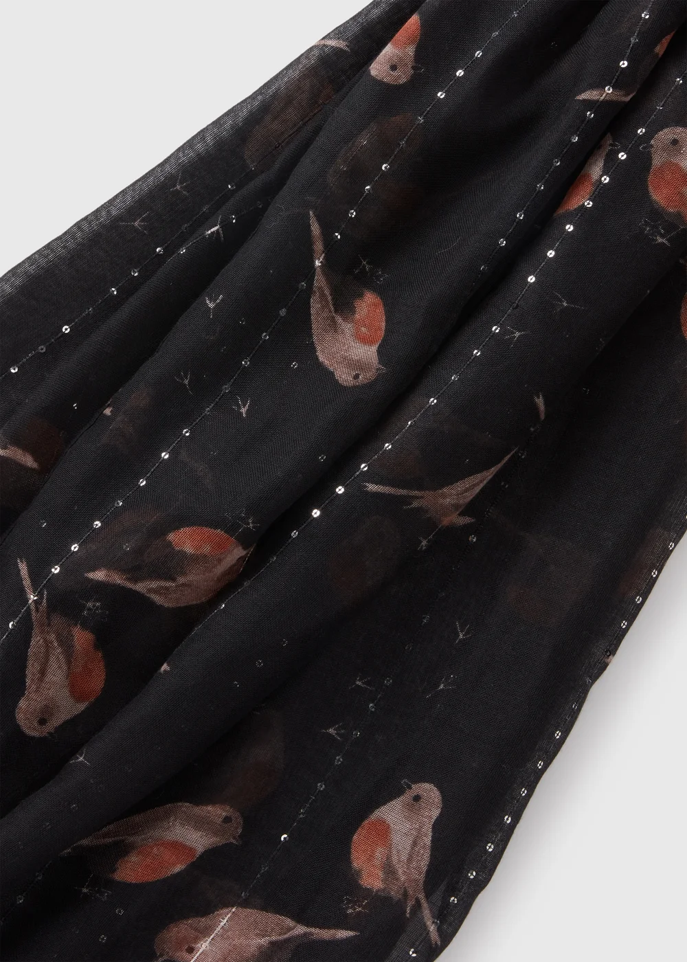 Black Robin Woven Scarf - One Size Image 2