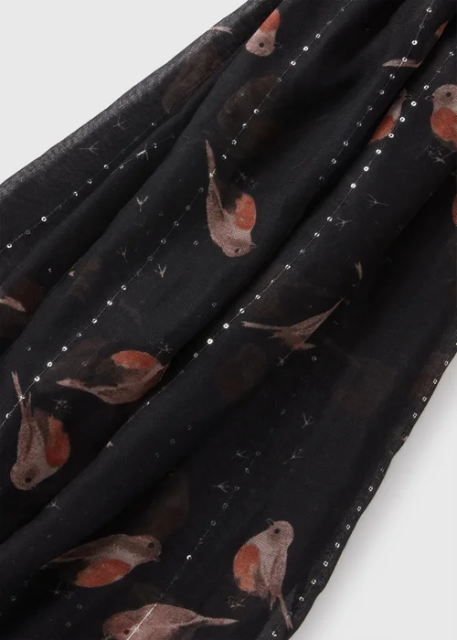 Black Robin Woven Scarf - One Size Image 2
