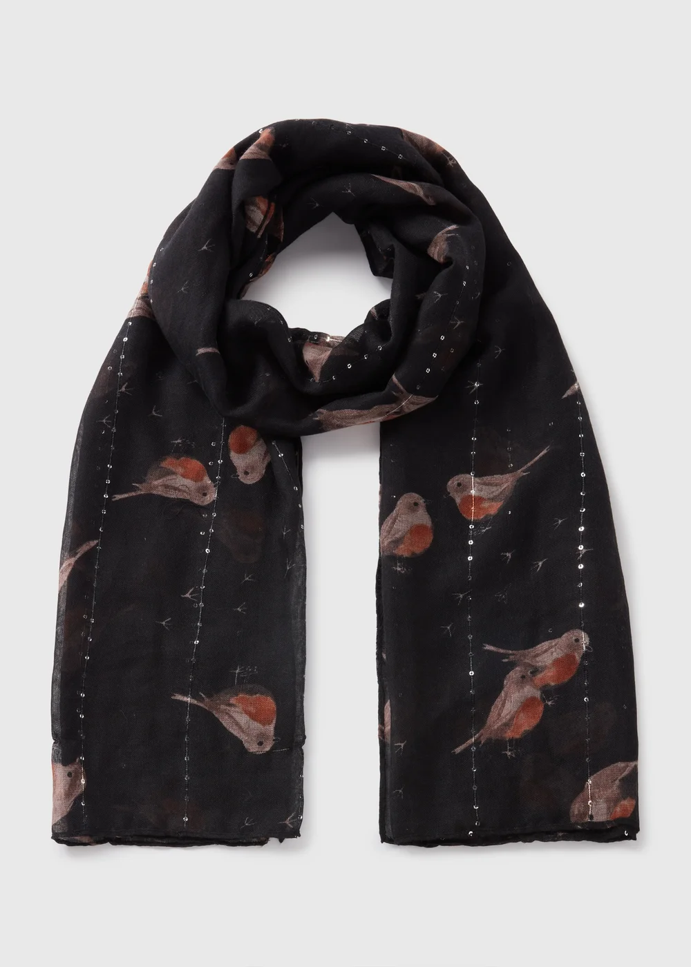 Black Robin Woven Scarf - One Size Image 1