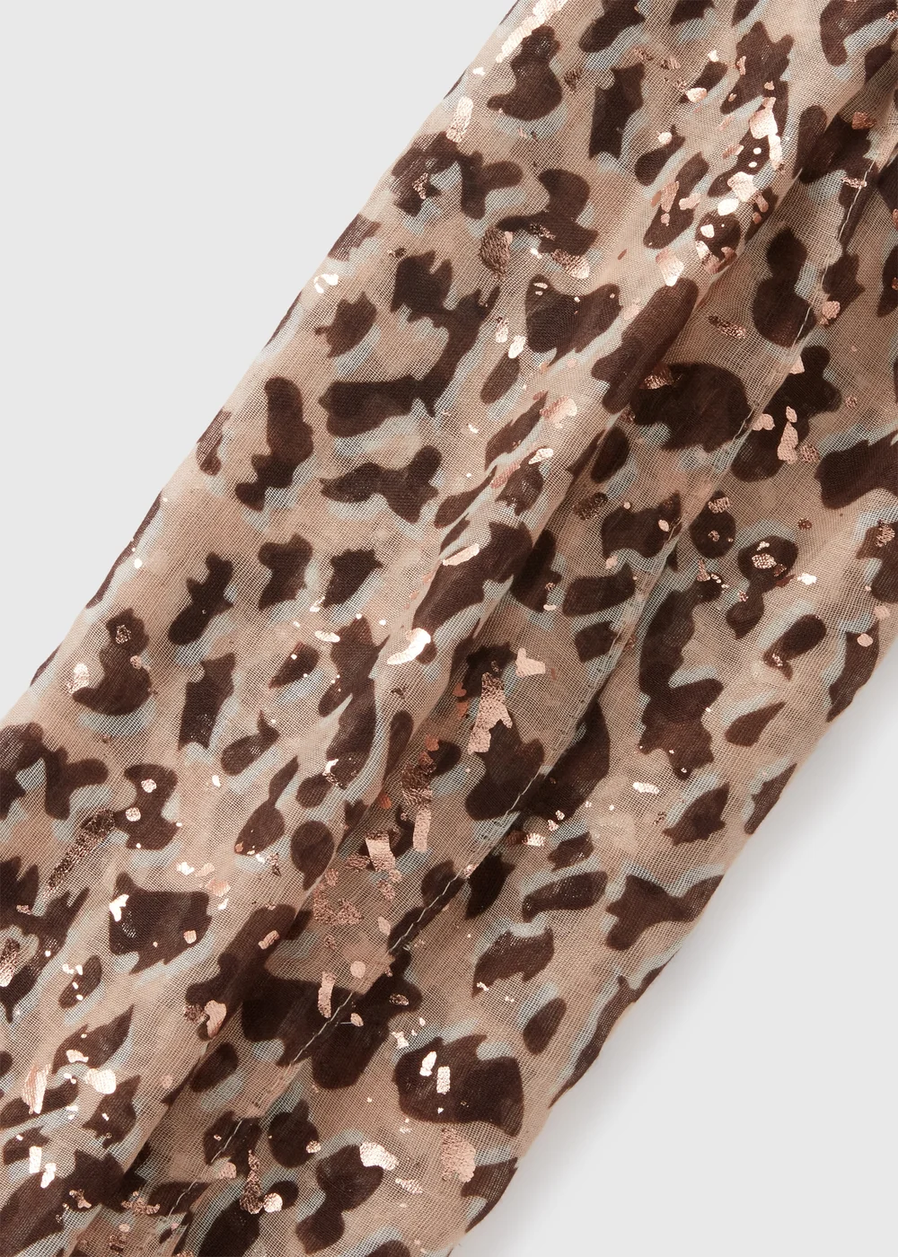 Brown Gold Foil Leopard Woven Scarf - One Size Image 2