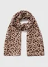 Brown Gold Foil Leopard Woven Scarf - One Size Image 1