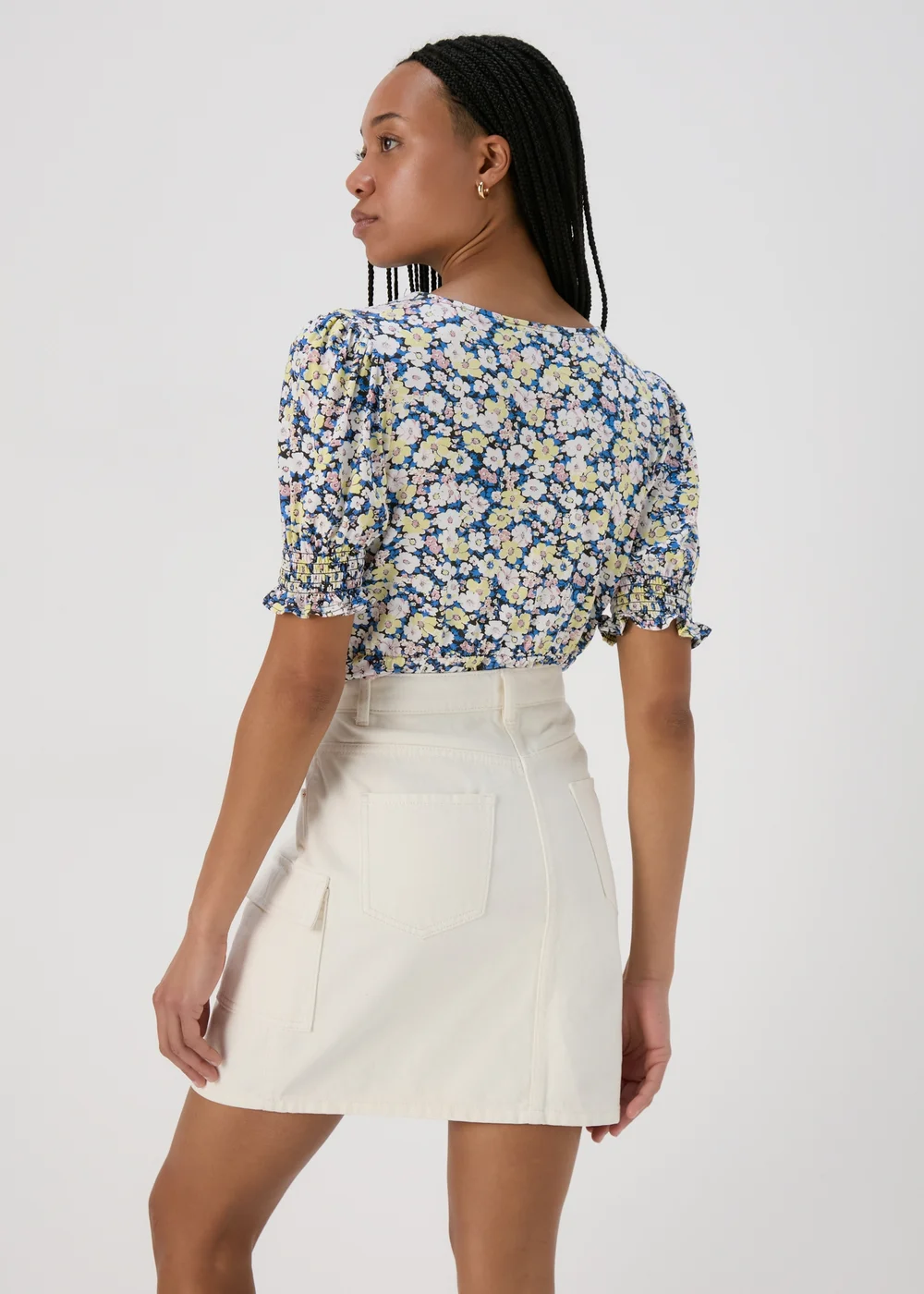 Multicoloured Shirred Cuff Jersey Top - Size 8 Image 2