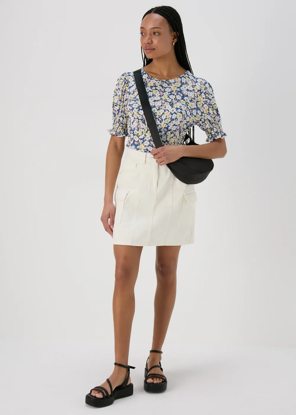 Multicoloured Shirred Cuff Jersey Top - Size 8 Image 4