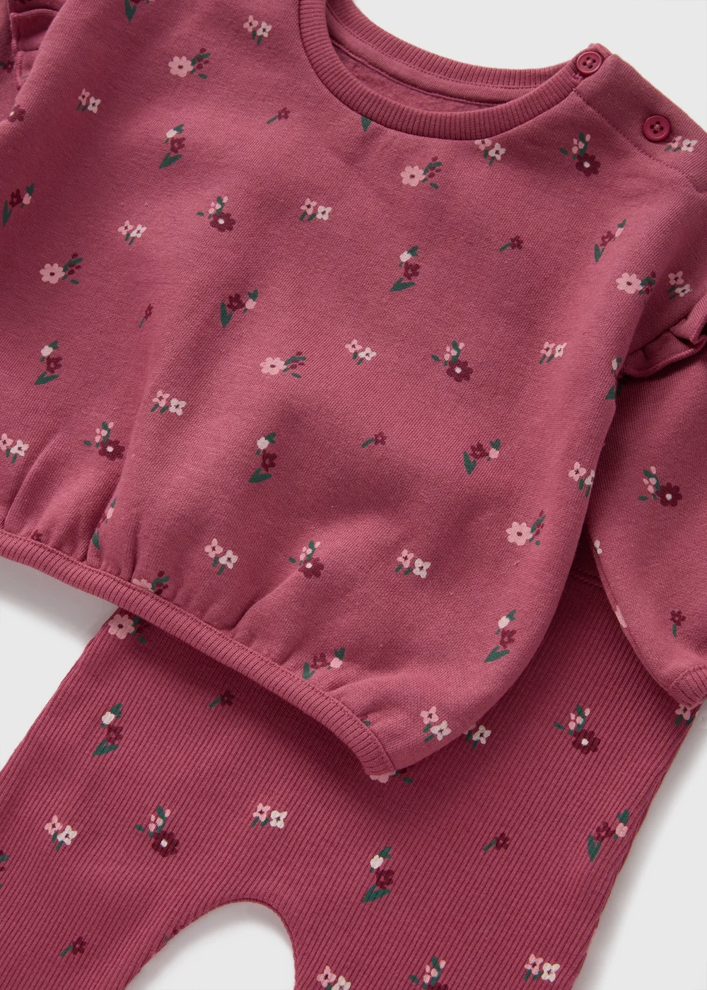 Baby Burgundy Floral Top & Legging Set (Newborn-23mths) - Age 0 - 3 Months Image 2