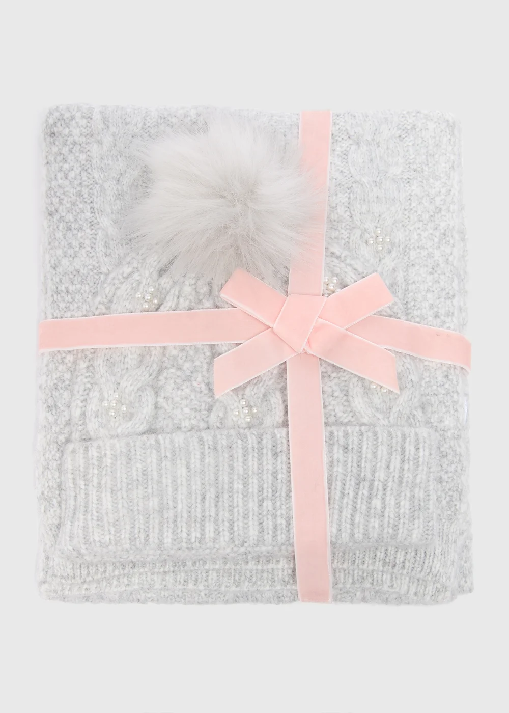 2 Piece Grey Hat & Scarf Gift Set - One Size Image 1