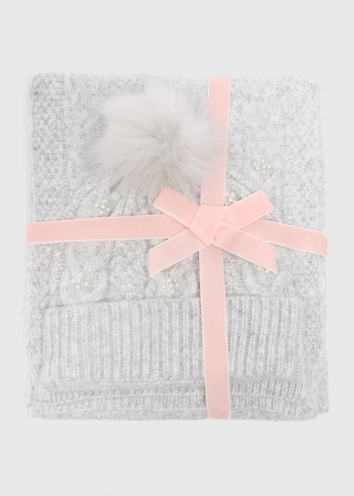 2 Piece Grey Hat & Scarf Gift Set - One Size Image 1