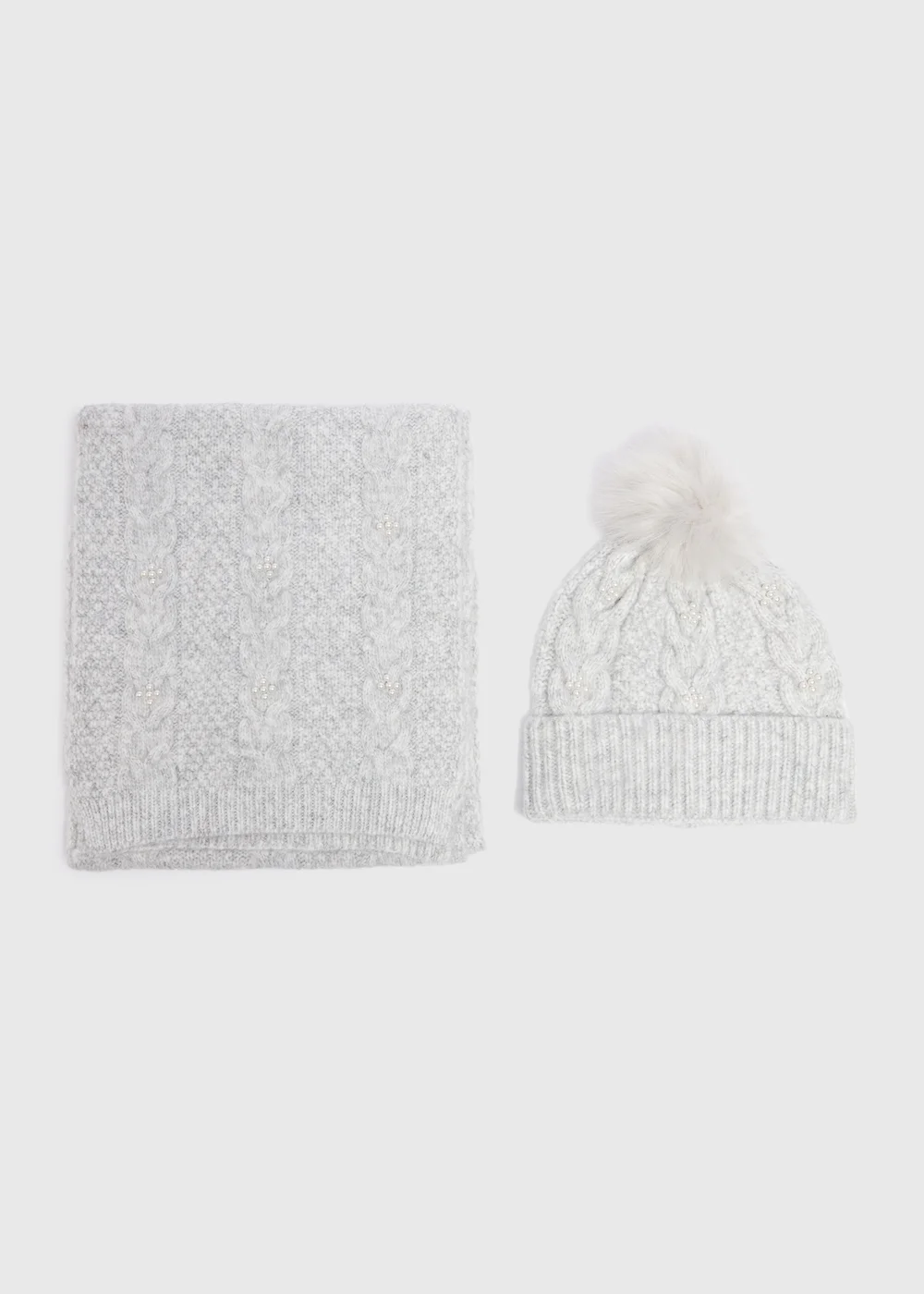 2 Piece Grey Hat & Scarf Gift Set - One Size Image 2
