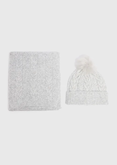 2 Piece Grey Hat & Scarf Gift Set - One Size Image 2