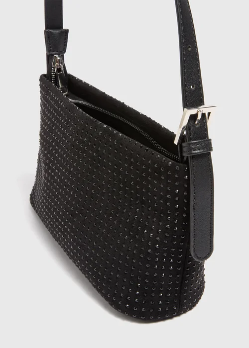 Black Diamante Shoulder Bag - One Size Image 4