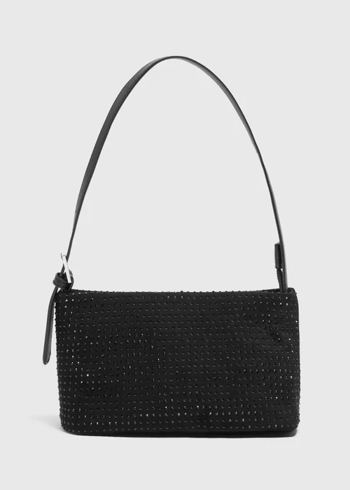 Black Diamante Shoulder Bag - One Size Image 1