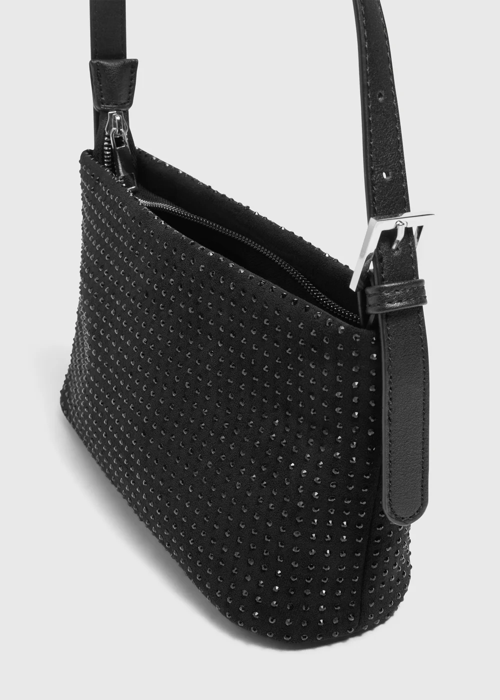Black Diamante Shoulder Bag - One Size Image 2