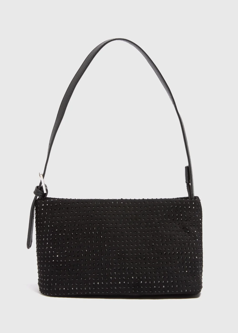 Black Diamante Shoulder Bag - One Size Image 3